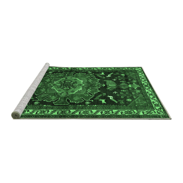 Sideview of Machine Washable Persian Emerald Green Traditional Area Rugs, wshtr564emgrn