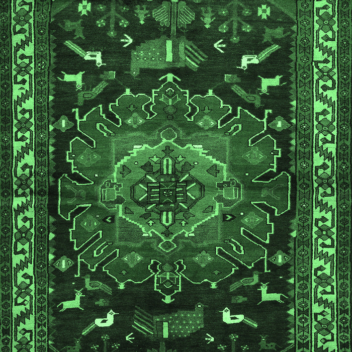 Machine Washable Persian Emerald Green Traditional Area Rugs, wshtr564emgrn