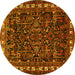 Round Animal Yellow Traditional Rug, tr565yw