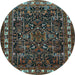 Round Animal Light Blue Traditional Rug, tr565lblu