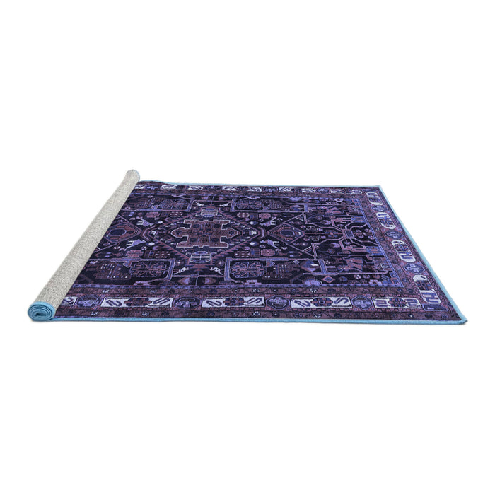 Sideview of Machine Washable Animal Blue Traditional Rug, wshtr565blu