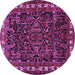 Round Machine Washable Animal Purple Traditional Area Rugs, wshtr565pur