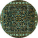 Round Animal Turquoise Traditional Rug, tr565turq