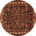 Round Animal Brown Traditional Rug, tr565brn