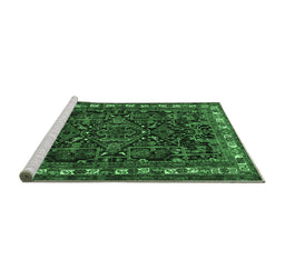 Sideview of Machine Washable Animal Emerald Green Traditional Area Rugs, wshtr565emgrn