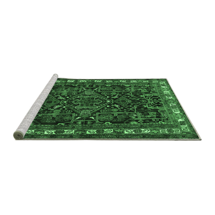 Sideview of Machine Washable Animal Emerald Green Traditional Area Rugs, wshtr565emgrn