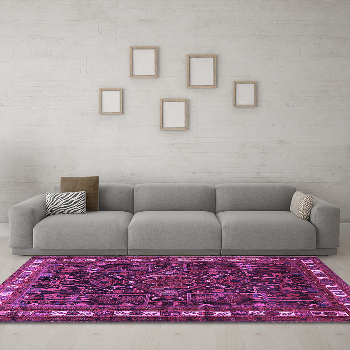 Machine Washable Animal Purple Traditional Area Rugs in a Living Room, wshtr565pur