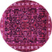 Round Machine Washable Animal Pink Traditional Rug, wshtr565pnk