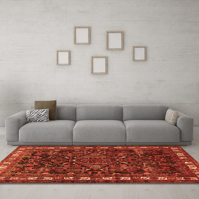 Machine Washable Animal Orange Traditional Area Rugs in a Living Room, wshtr565org