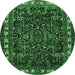 Round Machine Washable Animal Emerald Green Traditional Area Rugs, wshtr565emgrn