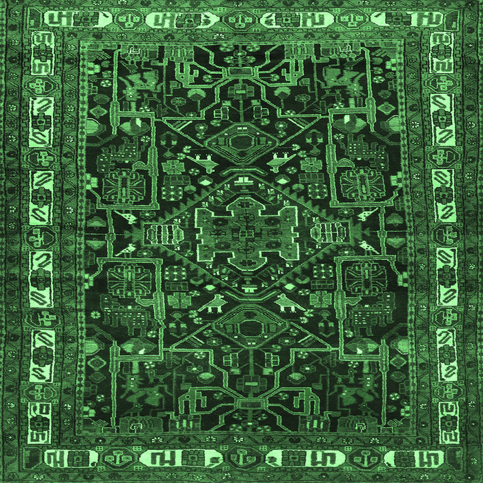 Square Machine Washable Animal Emerald Green Traditional Area Rugs, wshtr565emgrn