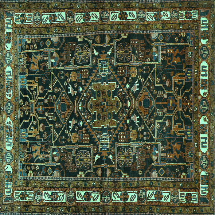 Square Animal Turquoise Traditional Rug, tr565turq