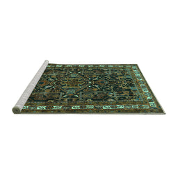 Sideview of Machine Washable Animal Turquoise Traditional Area Rugs, wshtr565turq