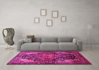 Machine Washable Persian Pink Traditional Rug, wshtr566pnk