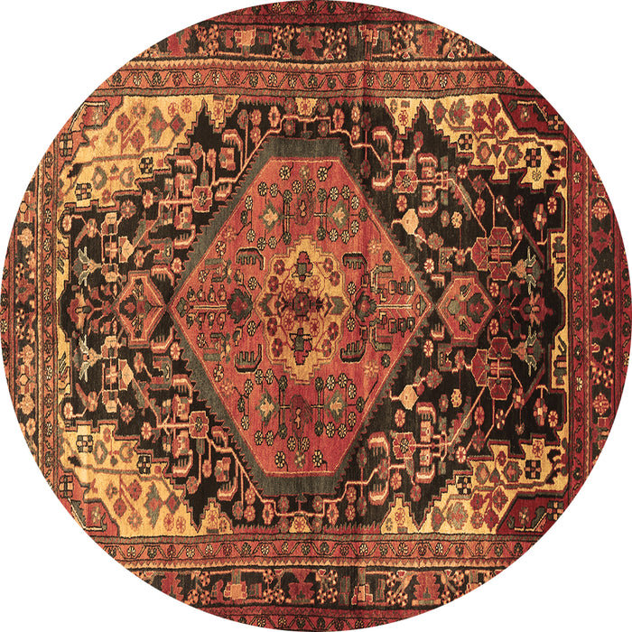 Round Persian Brown Traditional Rug, tr566brn
