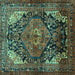 Square Persian Turquoise Traditional Rug, tr566turq