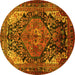 Round Persian Yellow Traditional Rug, tr566yw