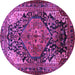 Round Machine Washable Persian Purple Traditional Area Rugs, wshtr566pur