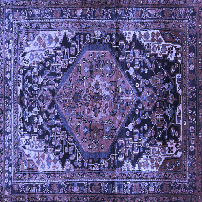 Square Machine Washable Persian Blue Traditional Rug, wshtr566blu