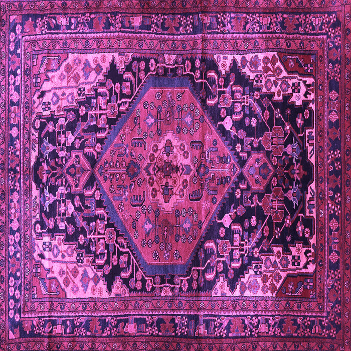 Square Machine Washable Persian Purple Traditional Area Rugs, wshtr566pur