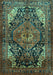 Machine Washable Persian Turquoise Traditional Area Rugs, wshtr566turq