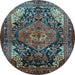 Round Persian Light Blue Traditional Rug, tr566lblu