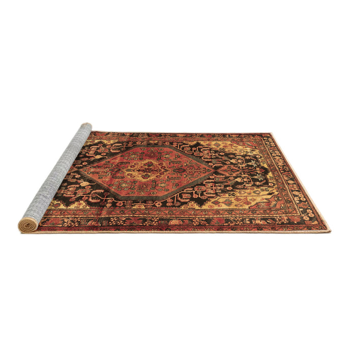Sideview of Machine Washable Persian Brown Traditional Rug, wshtr566brn