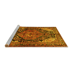 Sideview of Machine Washable Persian Yellow Traditional Rug, wshtr566yw