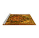 Sideview of Machine Washable Persian Yellow Traditional Rug, wshtr566yw