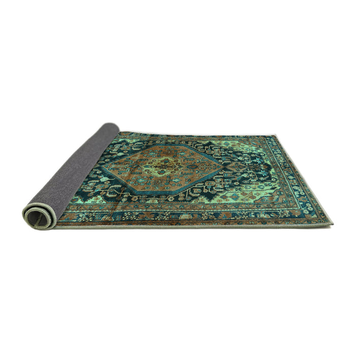 Sideview of Persian Turquoise Traditional Rug, tr566turq