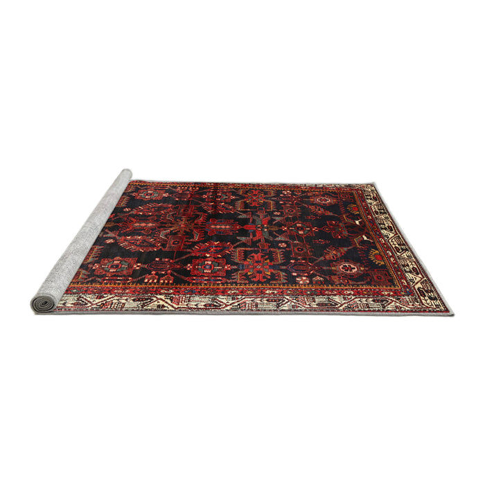 Sideview of Machine Washable Traditional Brown Rug, wshtr567