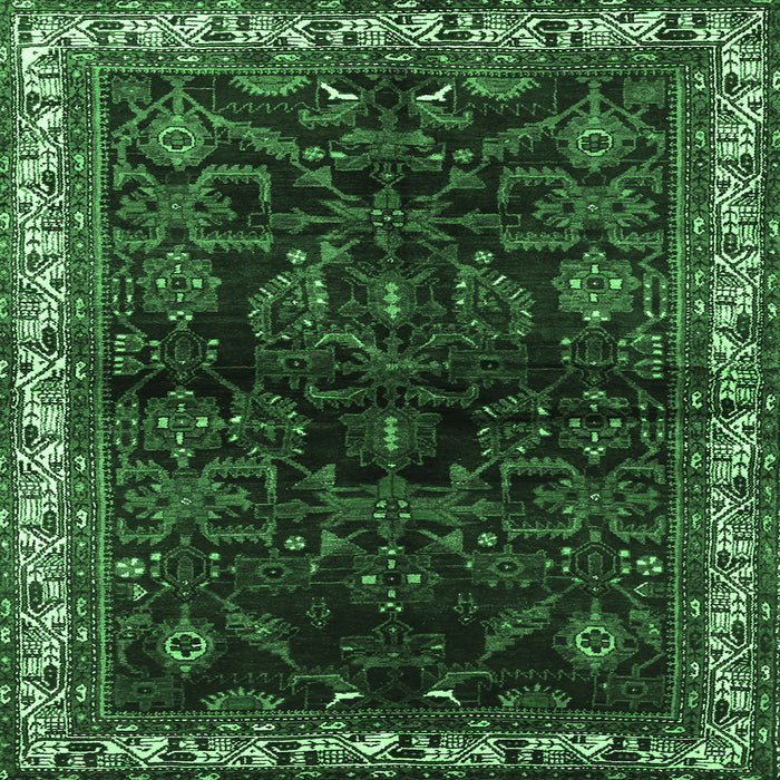 Square Persian Emerald Green Traditional Rug, tr567emgrn