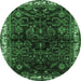 Round Persian Emerald Green Traditional Rug, tr567emgrn