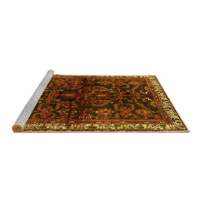 Sideview of Machine Washable Persian Yellow Traditional Rug, wshtr567yw