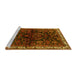 Sideview of Machine Washable Persian Yellow Traditional Rug, wshtr567yw