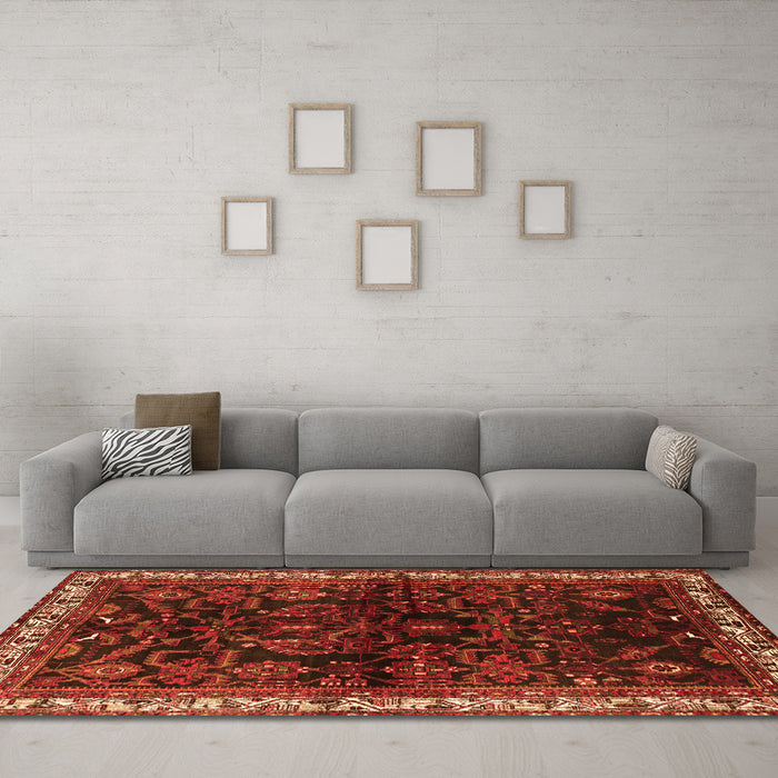 Machine Washable Persian Orange Traditional Area Rugs in a Living Room, wshtr567org