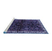 Sideview of Machine Washable Persian Blue Traditional Rug, wshtr567blu