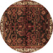 Round Machine Washable Persian Brown Traditional Rug, wshtr567brn