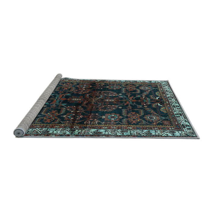Sideview of Machine Washable Persian Light Blue Traditional Rug, wshtr567lblu