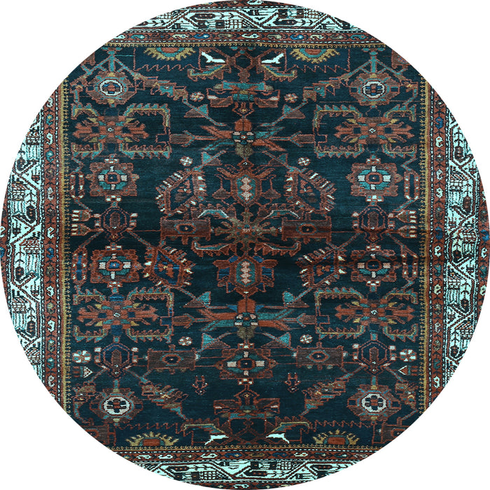 Round Machine Washable Persian Light Blue Traditional Rug, wshtr567lblu
