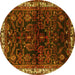 Round Persian Yellow Traditional Rug, tr567yw