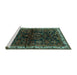 Sideview of Machine Washable Persian Turquoise Traditional Area Rugs, wshtr567turq