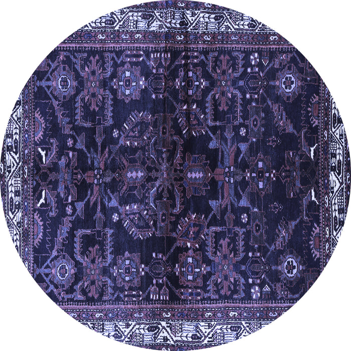 Round Machine Washable Persian Blue Traditional Rug, wshtr567blu