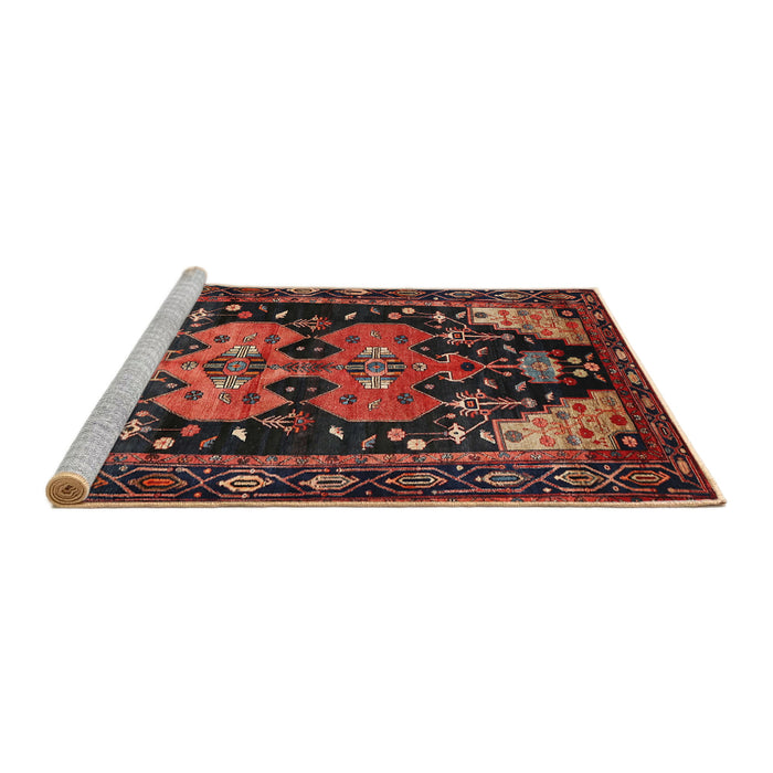 Sideview of Machine Washable Traditional Gold Brown Rug, wshtr568