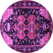 Round Machine Washable Persian Purple Traditional Area Rugs, wshtr568pur