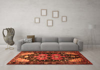 Machine Washable Persian Orange Traditional Rug, wshtr568org