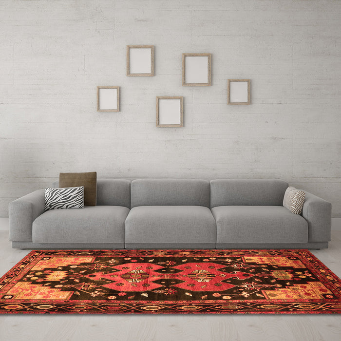Machine Washable Persian Orange Traditional Area Rugs in a Living Room, wshtr568org