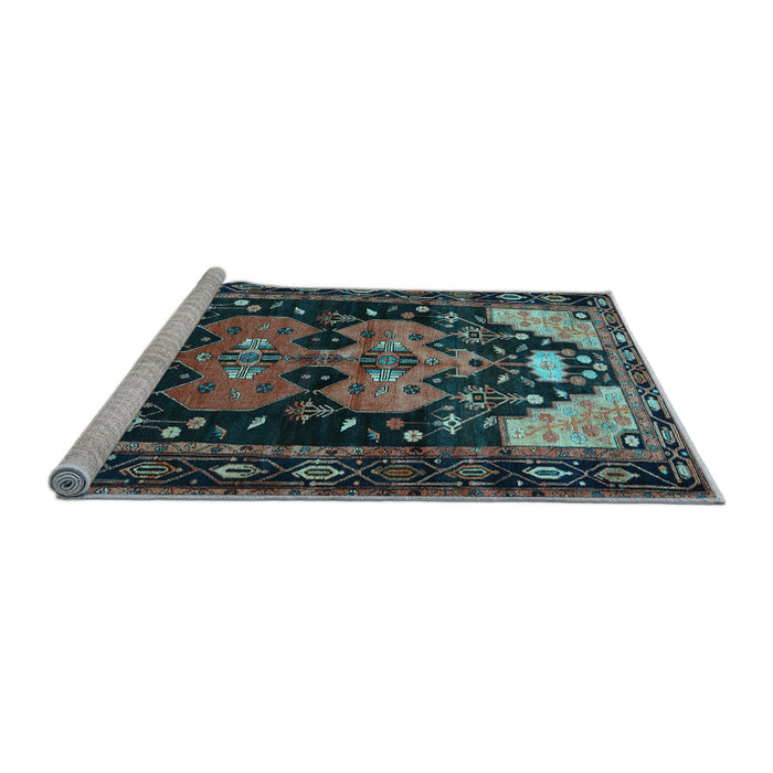 Sideview of Machine Washable Persian Light Blue Traditional Rug, wshtr568lblu