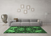 Machine Washable Persian Emerald Green Traditional Area Rugs in a Living Room,, wshtr568emgrn