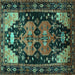 Square Machine Washable Persian Turquoise Traditional Area Rugs, wshtr568turq